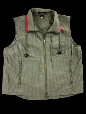 Xhilaration Olive Green Striped Cargo Vest Multi Pocket Utility Vest